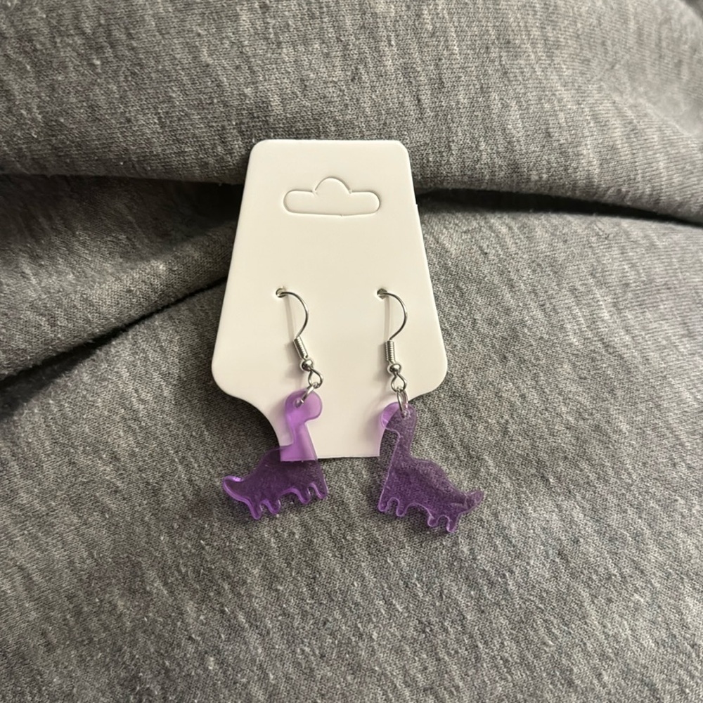 PURPLE DINOSAUR cute earrings kawaii food animal - bundle for discount​​
